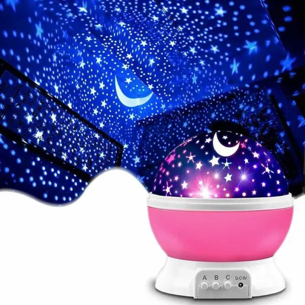 Różowa lampka nocna – rzutnik gwiazd